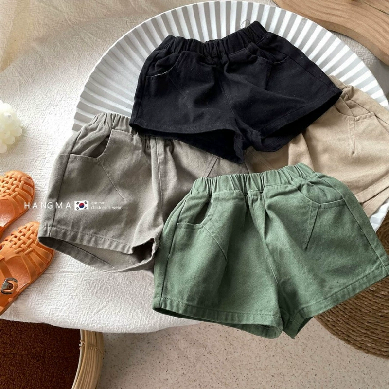 Детские шорты из чистого хлопка в корейском стиле, новые летние тонкие повседневные универсальные брюки, однотонные модные корейские версии