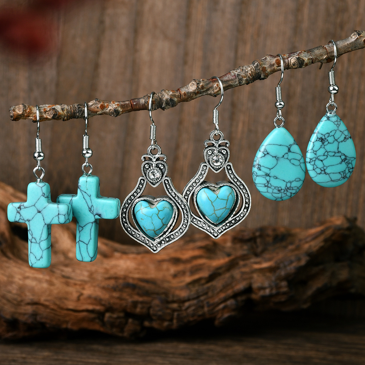 turquoise earrings drop-shaped