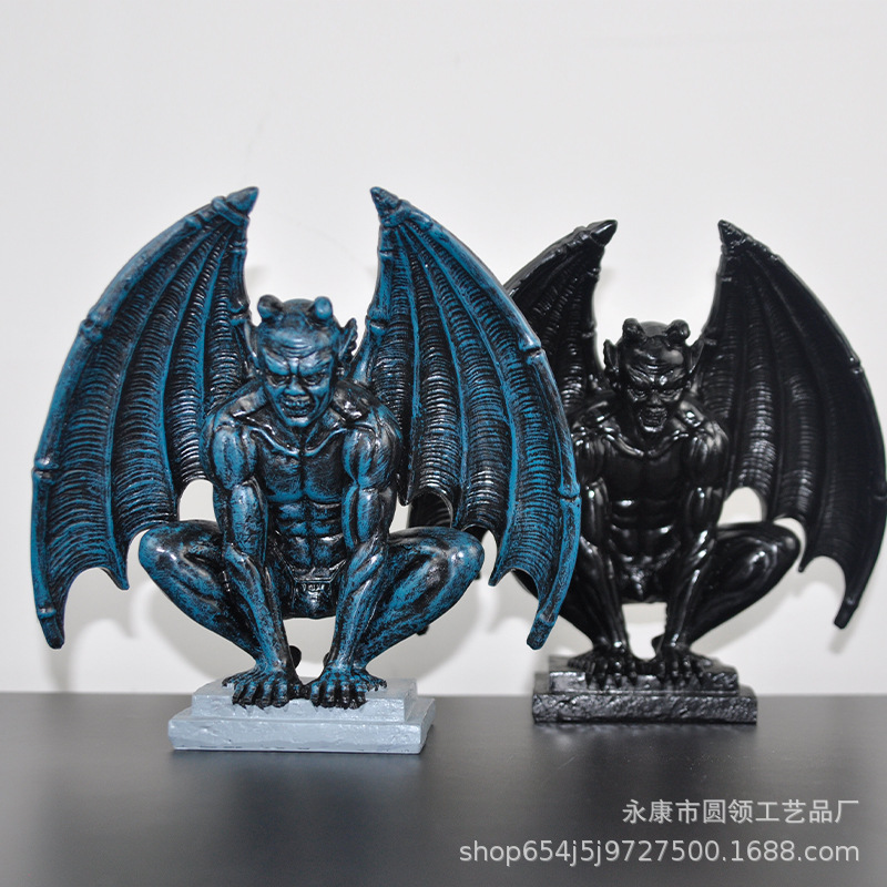Halloween Devil Angel Wings Ornaments Angel Memorial and Redemption Statue Home Decorations Resin Crafts
