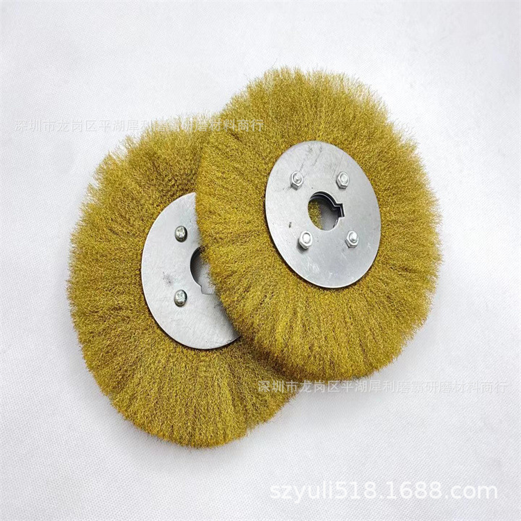 厂家直销 6寸平型铜丝轮 除锈去毛刺平形纯铜丝轮150MM纯铜丝轮