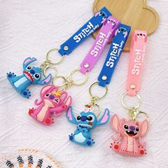 新しいステッチ PVC キーホルダー学生ペンダントカップルジュエリー小さなギフト漫画シリコーンキーチェーン卸売