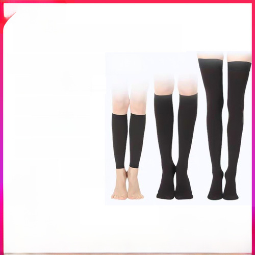 Compression socks for varicose veins, with elastic compression, knee-high, ankle-high, toe-exposing, leg-shaping pressure socks.