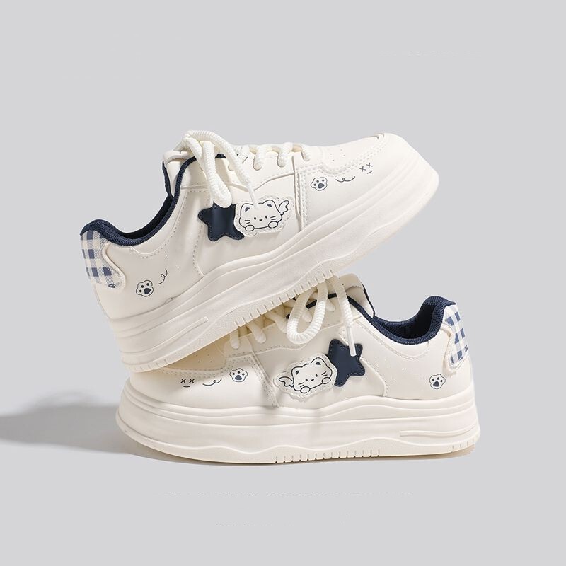 Cute Korean-Style Thick-Soled Women's White Sneakers 2026 New Trendy Versatile Niche Lightweight Sports Shoes