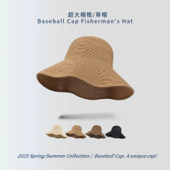 夏の旅行や休暇の日焼け止めビーチハット、女性用の細い麦わら折りたたみ式大きなつばの麦わら帽子、多用途の顔を覆う日よけ帽子