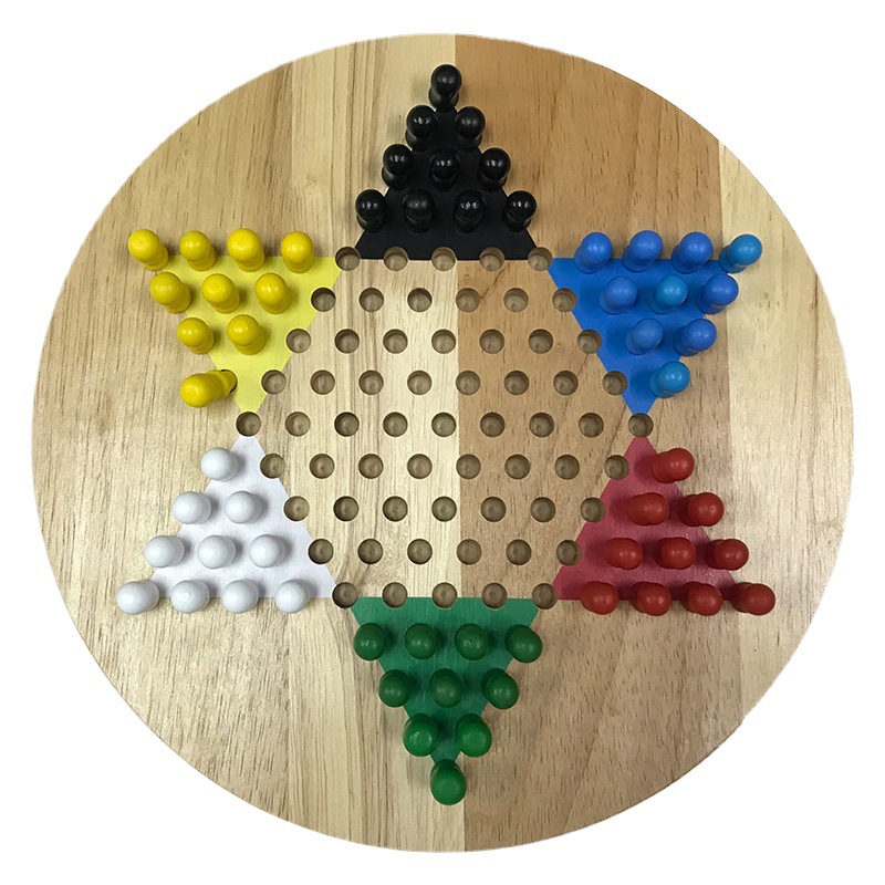 Damas chinas de madera piezas de ajedrez de madera maciza tablero de damas hexagonales niños inteligencia juego entretenimiento juguetes educativos
