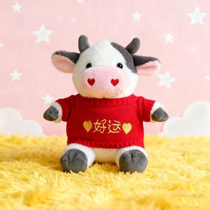 Transfronterizos de vestir grandes flores juguetes de peluche muñecas de vaca zodiacal muñecas de tela regalo muñecas de vaca de flores muñecas