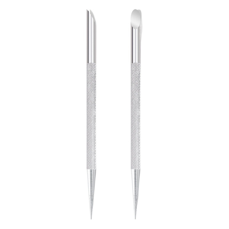 Cruz-frontera especial Acero inoxidable clavo biselado acero empuje Punta doble cabeza clavo frente uñas herramienta de limpieza de costura Eliminación de la piel muerta