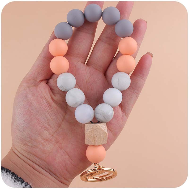 Creativa nueva pulsera de silicona muñeca llavero DIY colgante contraste color silicona llavero