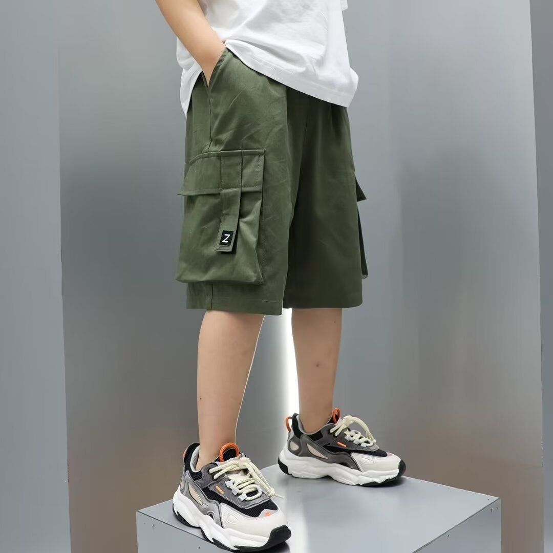 Boys' Summer Shorts Thin Children's Workwear Five-point Pants Summer Clothes Boys' Trendy Brand Medium and Large Children's Outer Wear Pants Summer