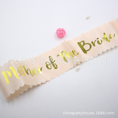 En stock soltero partido ceremonial novia cinturón para ser boda bronceado palabra EQUIPO novia correa de hombro