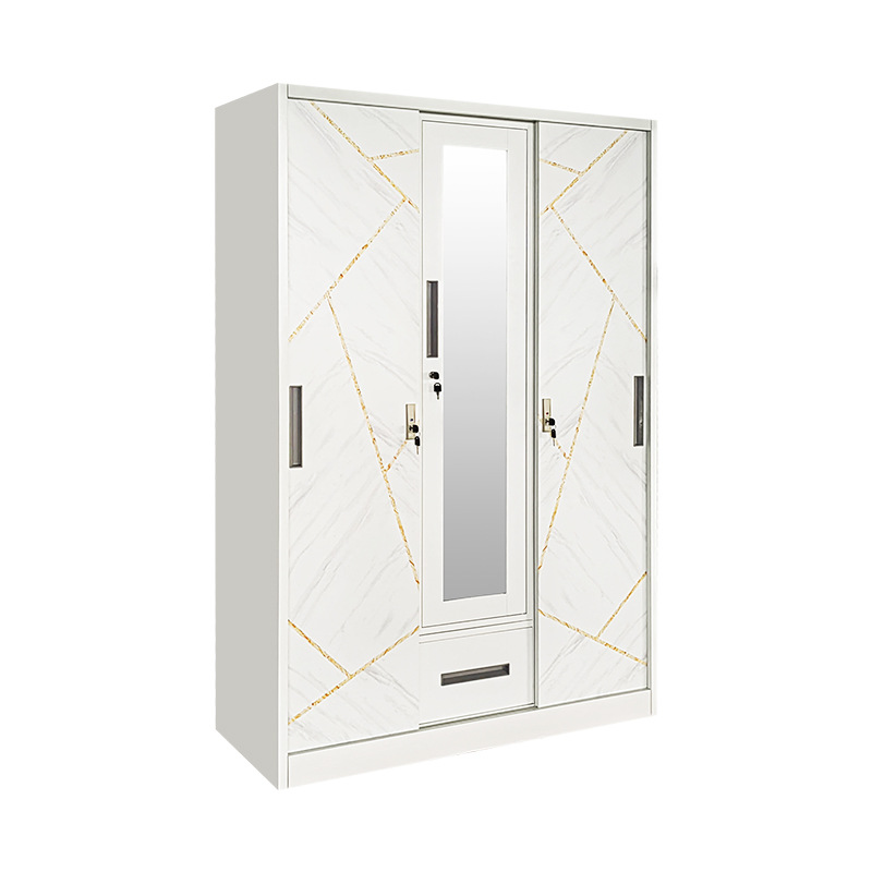 Hierro de impresión armario dormitorio del hogar simple armario puerta corredera gabinete de almacenamiento para sala de alquiler image 3