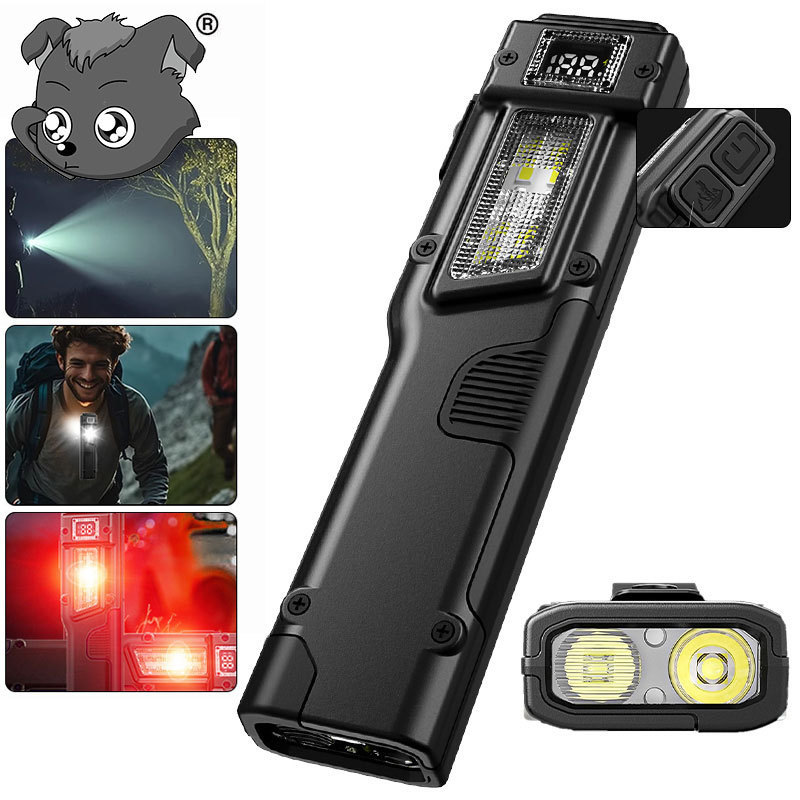 Cross-Border Multi-Functional Tactical Flashlight, Strong Light Digital Display Work Light, Outdoor Waterproof Aluminum Alloy Portable Flashlight