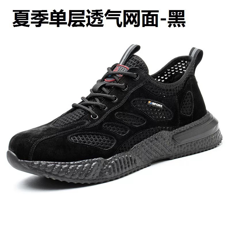 Zapatos de seguro laboral zapatos de hombre verano nuevos zapatos de malla hueca transpirables zapatos deportivos de suela blanda antideslizantes para hombre zapatos casuales de papá