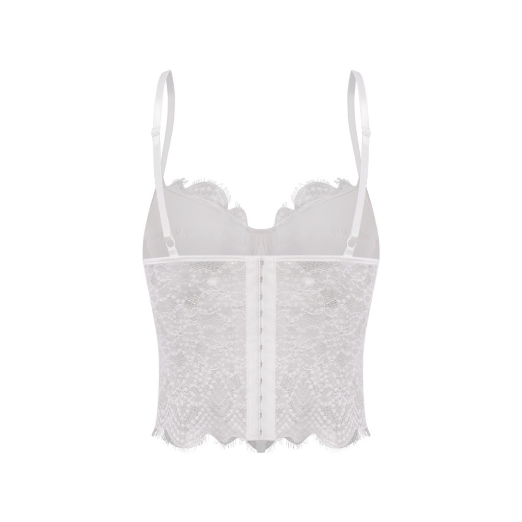 Nuevo encaje de malla blanca doble colgante con taza de dama de limpieza de pecho ropa de cuerpo Aliexpress suministro transfronterizo