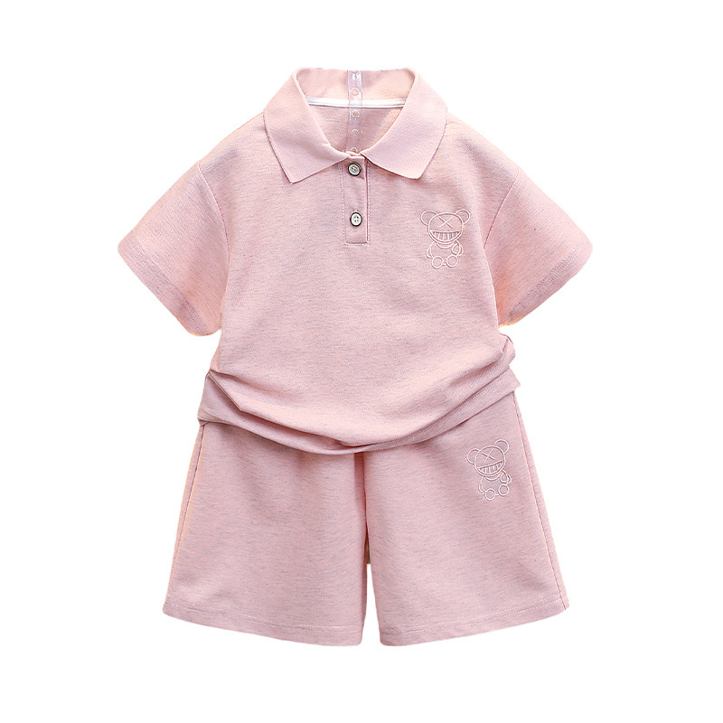 7204 Ropa para niños Traje de verano para niños 2025 Nuevo estilo Camisa polo de manga corta para bebés Hermoso traje de dos piezas para niños
