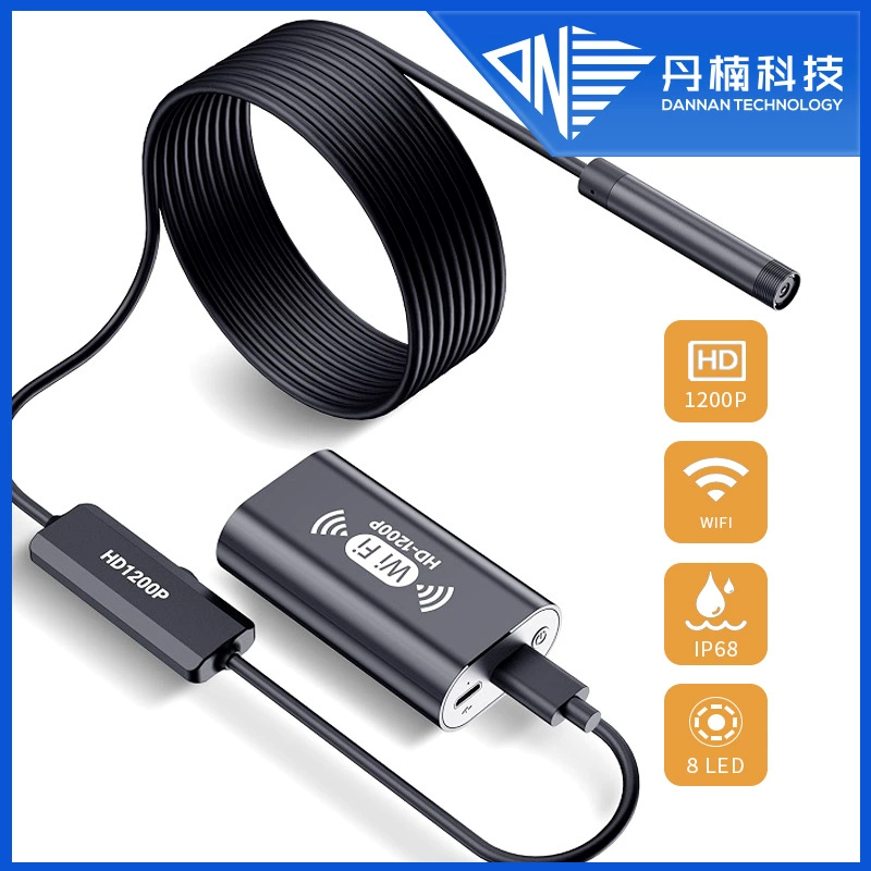 Оптовый производитель 8-миллиметровых 1200P HD промышленных эндоскопов 1-10 м с Wi-Fi, беспроводных, для ремонта трубопроводов и автомобилей, портативных.