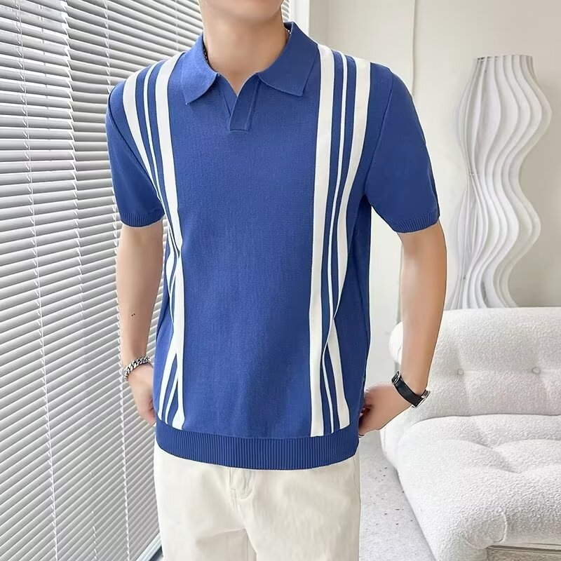 Mayorista masculino juvenil japonés nueva moda polo camisa de verano perezosa tendencia de color puro simple estándar de manga corta