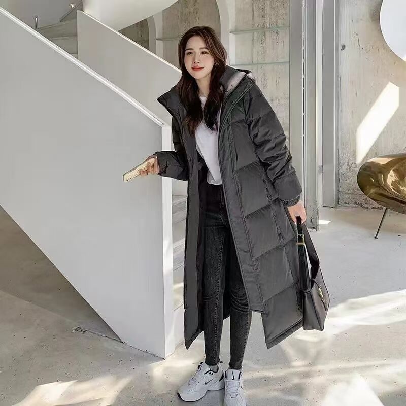 长款羽绒服女2024新款冬季加厚保暖高级感情侣中戏白鸭绒大衣外套