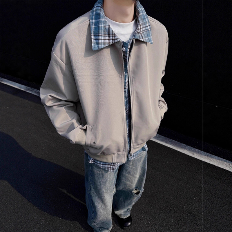 American Retro Cleanfit Fake Two-Piece Flannel Shirt Ma1 Lapel Flight Jacket Jacket for Men and Women in Spring & Fall