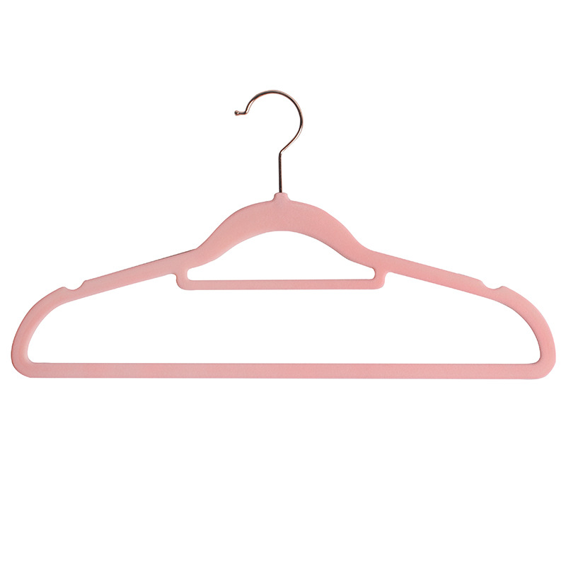 Percha de ropa al por mayor percha de plástico percha de almacenamiento de armario hogar flocado antideslizante sin costura flocado percha