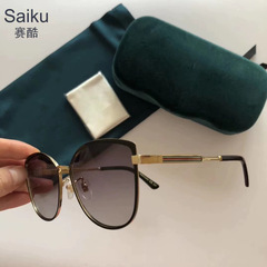 新款女士欧美潮流大框猫眼太阳镜渐变色墨镜跨境金属眼镜Glasses
