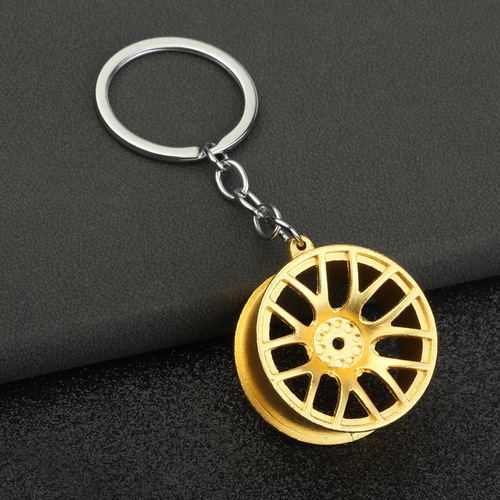 Factory Direct Sale Cross-border Automotive Modification Accessories Creative Trendy Men's Metal Wheel Hub Cover Keychain Wholesale