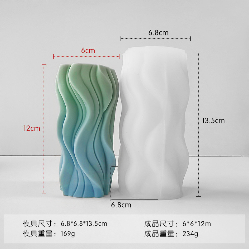 Jiahuimei onda columna aromaterapia vela molde de silicona DIY Cilindro giratorio hecho a mano vela decoración herramienta abrasiva