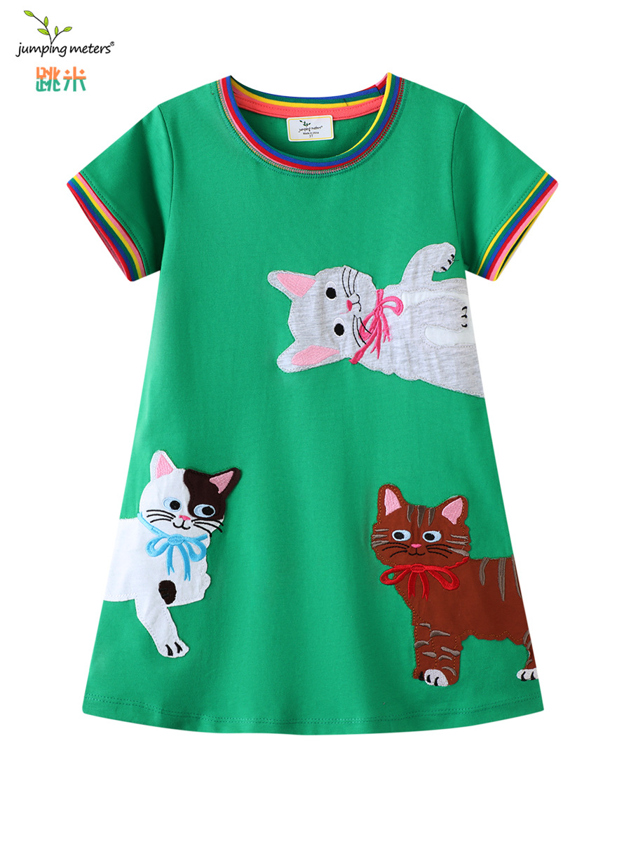 Ropa infantil de moda europea y americana, ropa infantil de punto, vestido de princesa para niñas, vestido de manga corta para niñas
