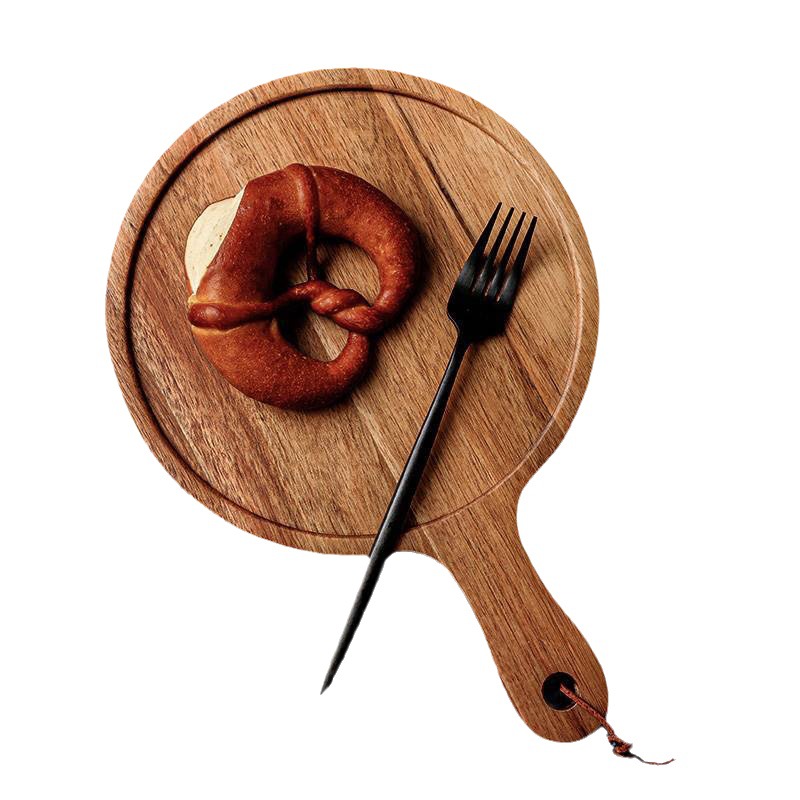 Bandeja de carne de madera Placa de pizza placa de madera maciza plato de madera comida vajilla comida occidental plato de madera