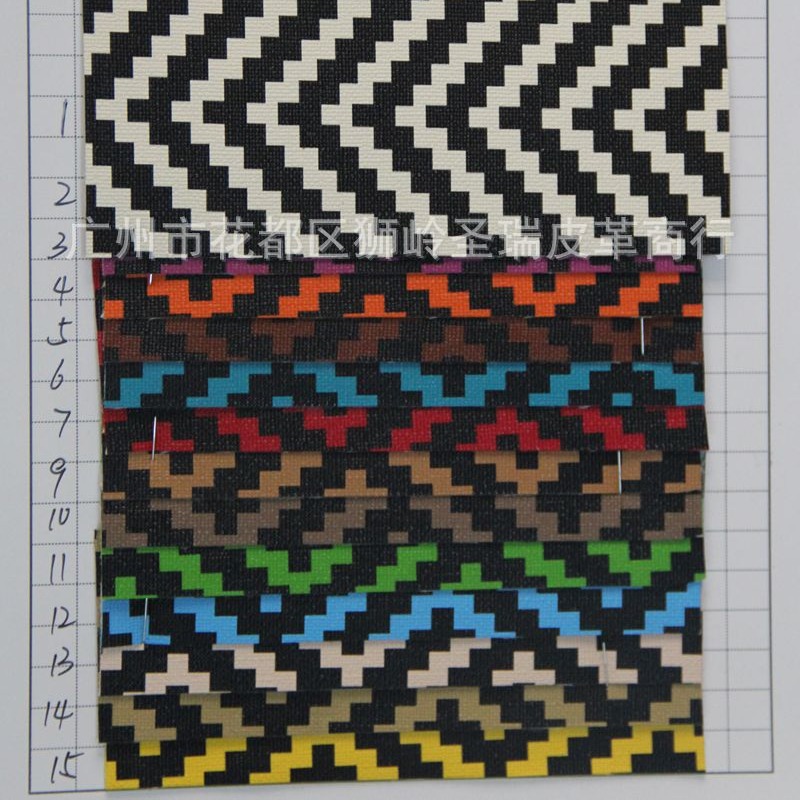 厂家直销批发人造革 PVC印刷图案箱包手皮革面料 SR-1571大量现货