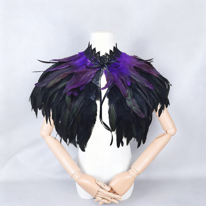 Challas de plumas, capa de lucha libre, baile de baile, chaleco de plumas, cuello falso, bib, capa de plumas gruesas, amazonas