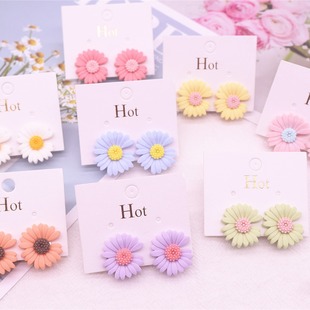 Children's New Korean Style Daisy Earrings Without Ear Holes Girls Girl's Flower Cute Ear Clip Ear Jewelry