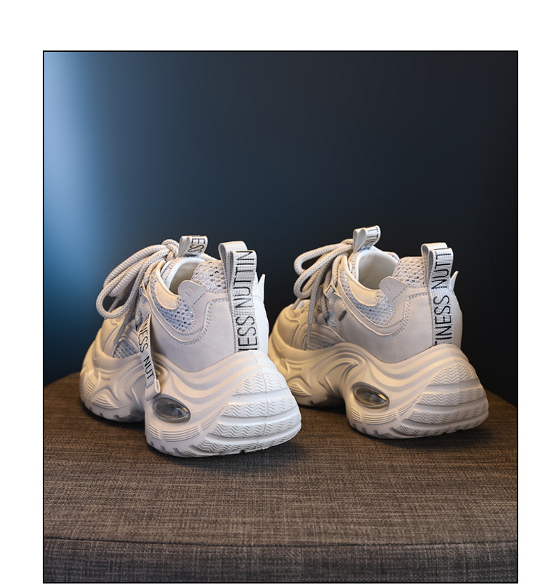 Giày sneaker nữ đế dày độn cao thoáng khí mặt lưới HS9866-5 — Màu trắng be chi tiết 23