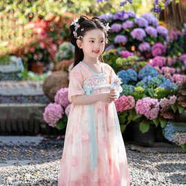 旗铂汉服女童2026新款夏儿童古风薄款古装女孩绝美夏季连衣裙唐装