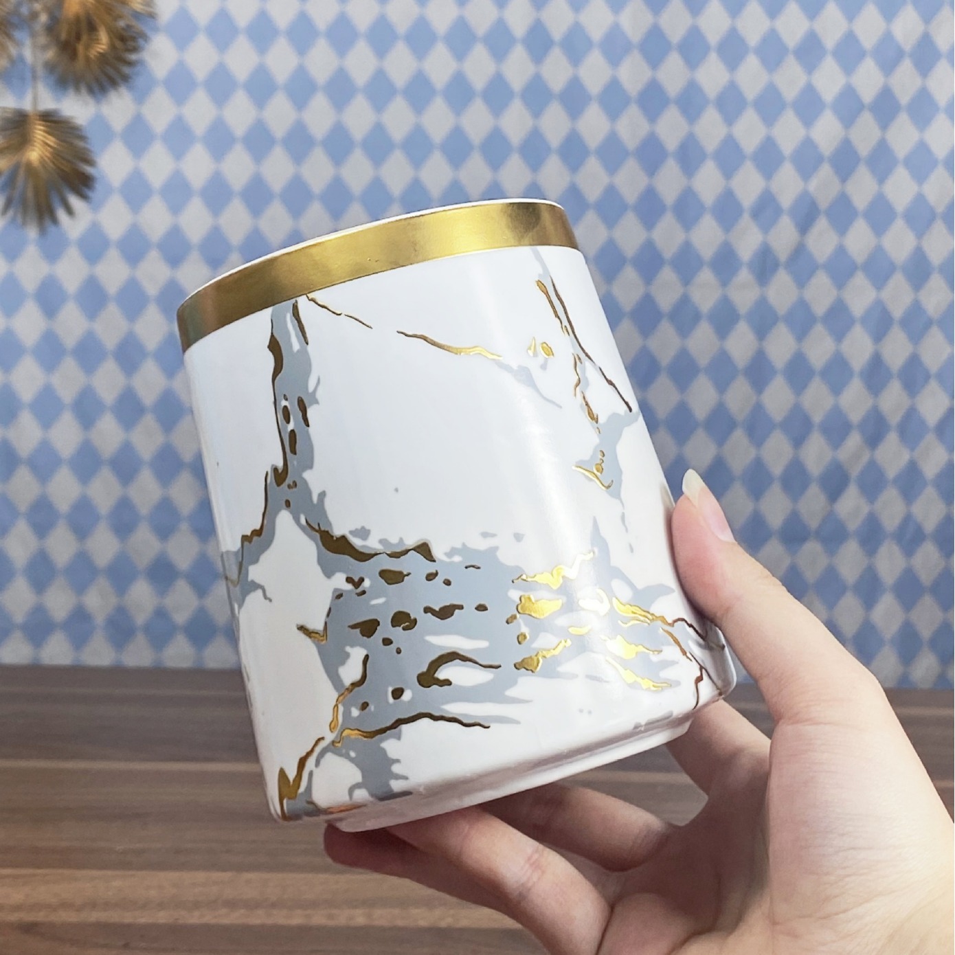 Tanque de condimento de cerámica, tanque de sellado de cocina nórdica, cubierta de madera, tanque de almacenamiento de granos domésticos, conjunto de tanques de almacenamiento de cerámica de lujo ligero