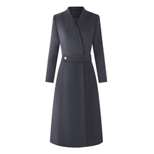 羊毛灰色学院呢子外套显瘦收腰新款气质珠宝店空姐灰色工作服大衣