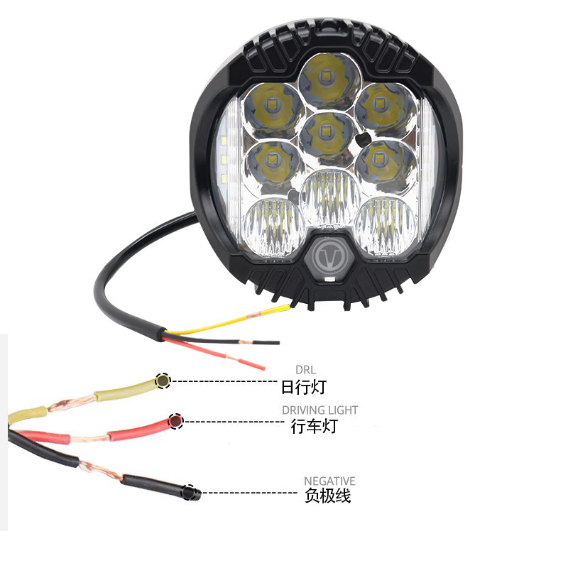 Farol Wrangler 5 pulgadas explosión LED tres lados luz dorada SUV Harley luces de trabajo de automóviles