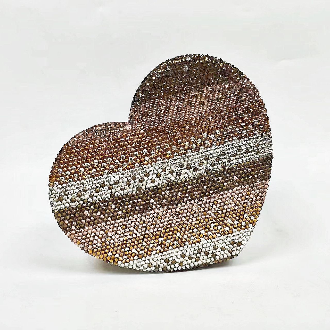 Bolsa de cena de diamantes de color arco iris nuevo amor transfronterizo lleno de diamantes banquete de mano bolsa de mujer bolsa de embrague duro