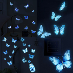 外貿夢幻夜光蝴蝶藍光熒光臥室玄關家居裝飾牆貼夜光貼紙自粘批發