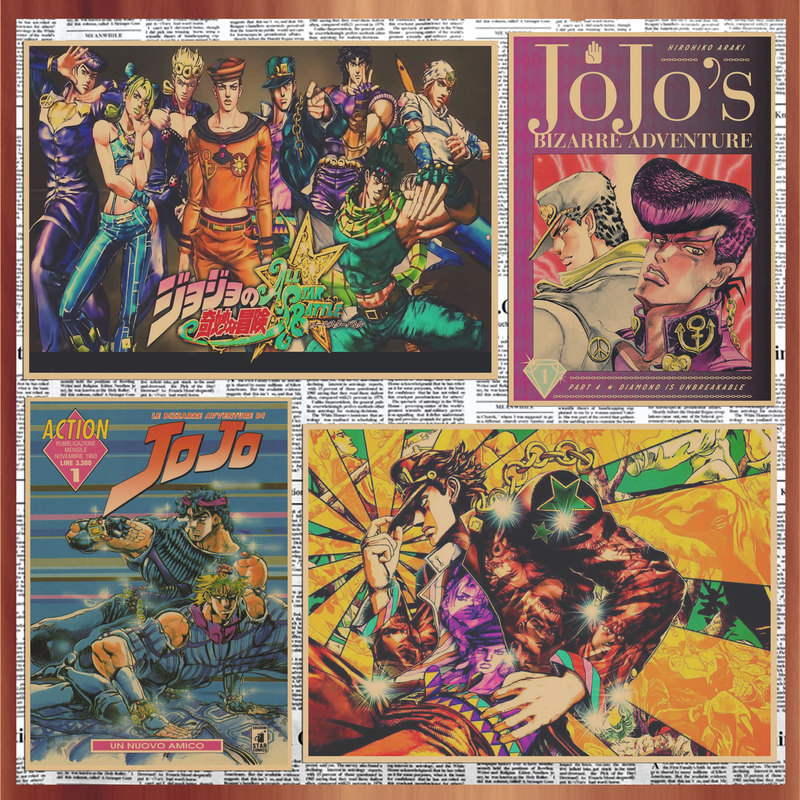jojo's Wonderful Adventure Poster Japanese Animation Retro Kraft Paper Bar Restaurant Cafe Decorative Painting 109 jojo's Wonderful Adventure Poster Japanese Animation Retro Kraft Paper Bar Restaurant Cafe Decorative Painting 109