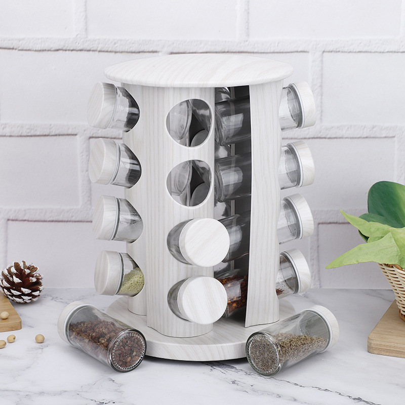 Suministro directo de fábrica de acero inoxidable traje condimento frasco de vidrio condimento botella cocina madera grano inferior comino pimienta condimento botella