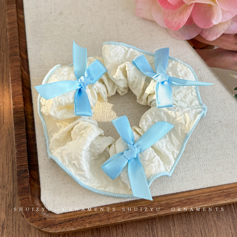 Francés punto de onda gris negro arco de bolas de cabello de bolas de cabello de alta elasticidad correa de cabello joyas de cabello