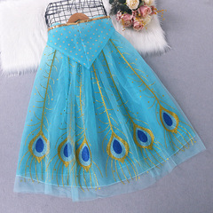 Halloween cloak cosplay clothing Frozen cloak cape peacock print children's shawl costume