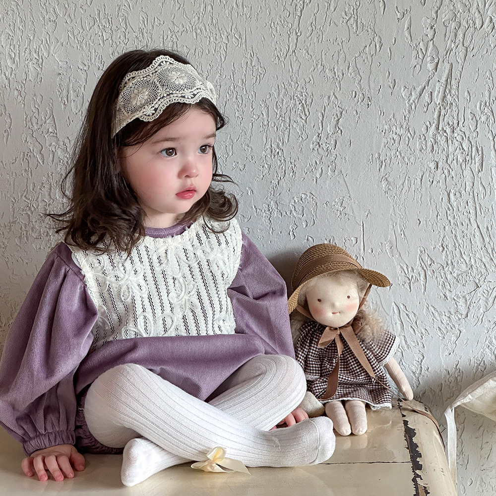 Ropa de bebé de una pieza de primavera y otoño, lindo estilo occidental, traje de salida, traje de escalada, estilo princesa francesa, abrigo de bebé femenino