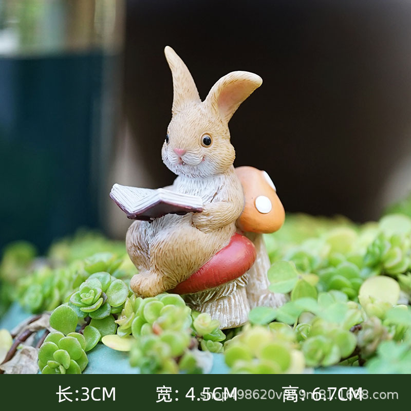 代発新商品田園ウサギかわいい動物多肉植木鉢装飾品樹脂工芸品ベランダ鉢植え