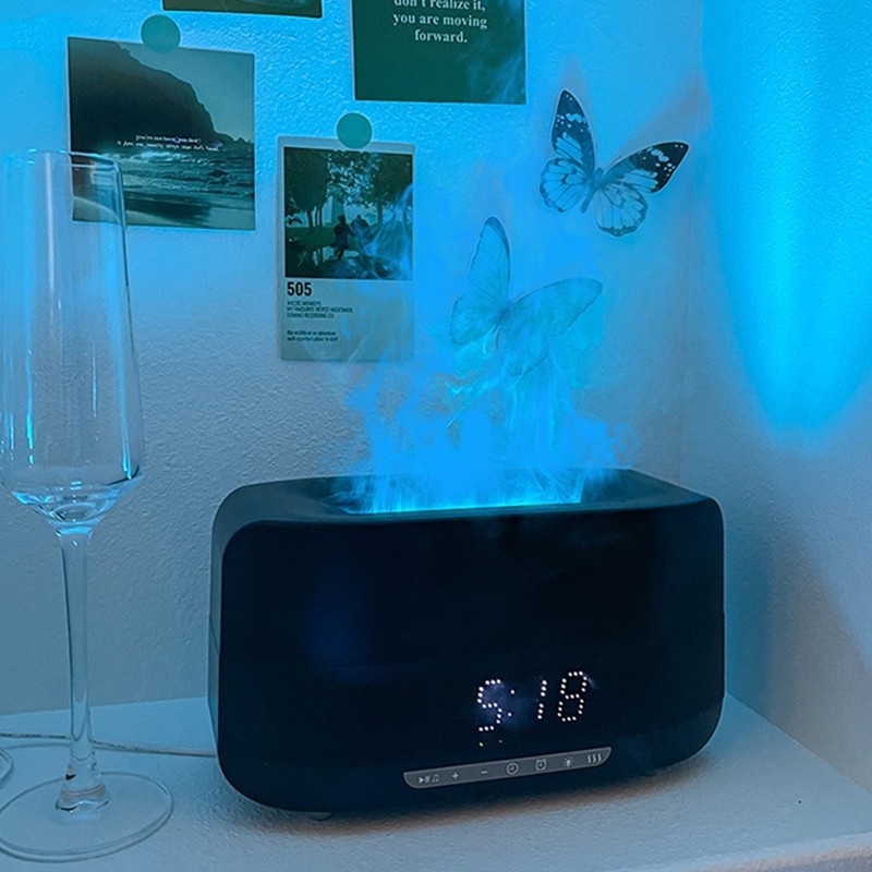 人気カラフルブルートゥース炎アロマディフューザー加湿器家庭用大容量加湿器ブルートゥーススピーカーアロマディフューザー|undefined