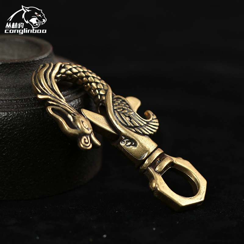 Brass creative Phoenix, retro keychain, buckle for keys, accessory with accessories