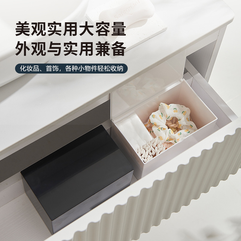 デスクトップ防塵収納ボックスフラップ角型綿棒化粧綿収納ボックス爪切り小物分割整理ボックス|undefined