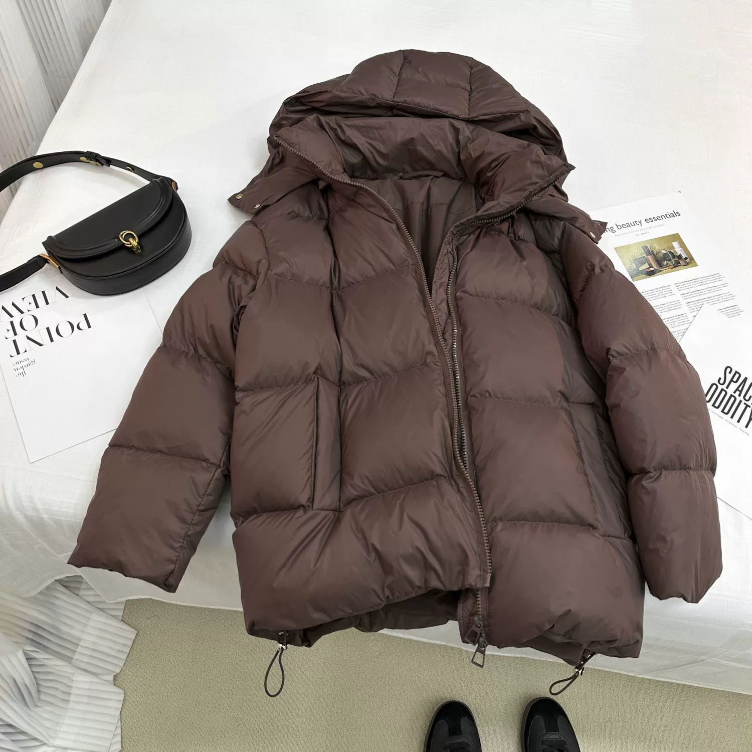 Extra large winter down jacket with down with hood, plus size, increased thickness, Korean style