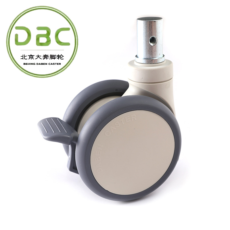 插杆医疗病床移动双面脚轮轴承轮子静音万向轮带刹车大全2.5345寸